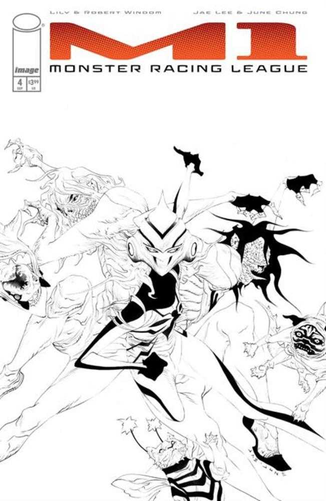 M1 Monster Racing League #4 Cover C 1 in 25 Jae Lee Black & White Variant