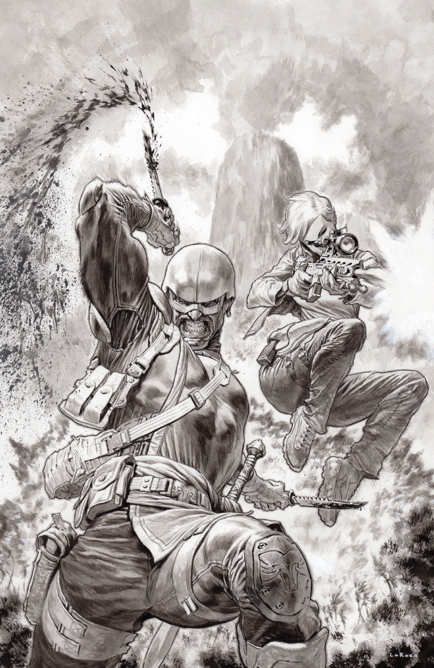 Fort Psycho #1 Cover I 1 in 50 Lewis Larosa Black & White Variant