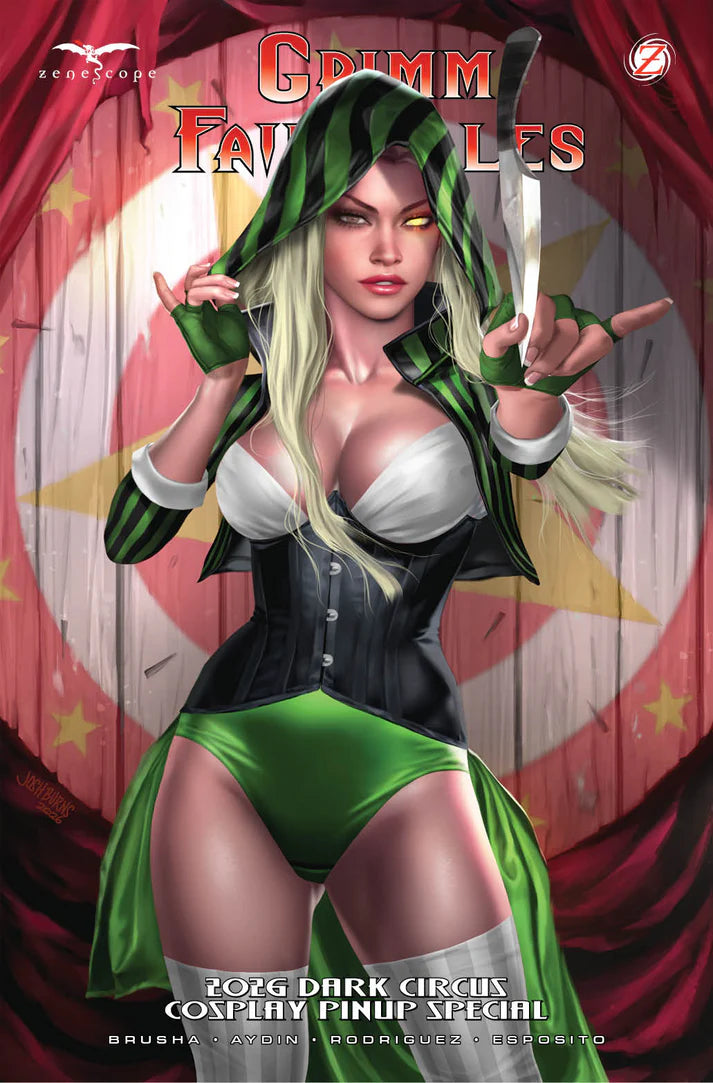 Grimm Fairy Tales 2026 Dark Circus Cosplay Pinup Special Cover B Burns